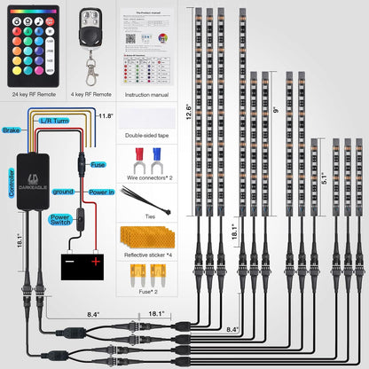 Motorfiets LED Lichtset 12-delig Remlicht Richtingaanwijzer