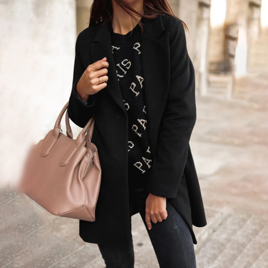Damesmantel Eenrijig – Elegante lange jas voor dames, perfect voor elke gelegenheid