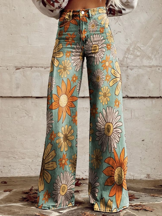 Broek Vintage Elegante – Stijlvolle damesbroek met hoge taille en wijde pijpen
