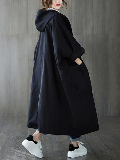 Trenchcoat Dames met Kapuze – Stijlvolle Waterdichte Lange Jas voor Herfst