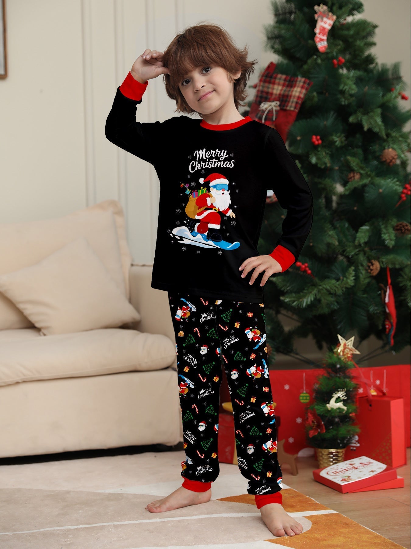 Familie Kerst Pyjama's Unisex Slaapoutfits Kinderen Volwassenen