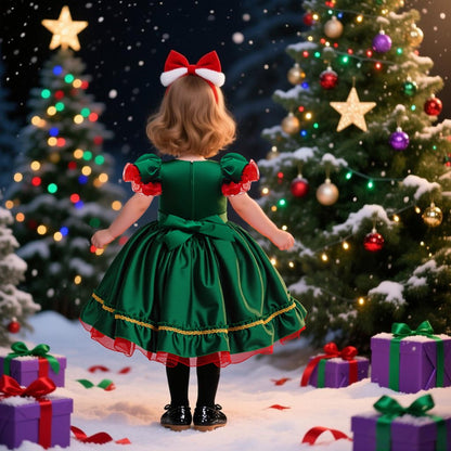 Kerstjurk Meisjes Haarband Sokken Kostuum Cadeaubox