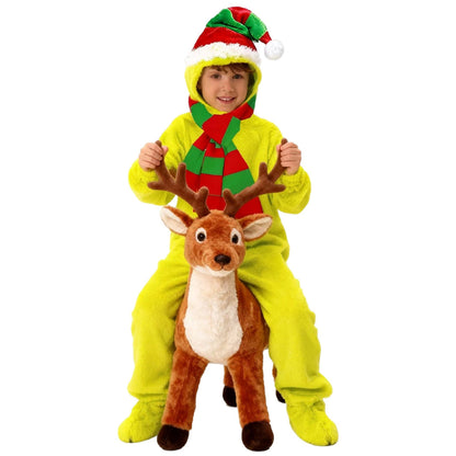 Kinder Elf Kostuum Jumpsuit Hoed Sjaal Set