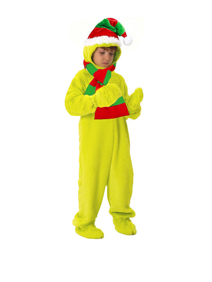 Kinder Elf Kostuum Jumpsuit Hoed Sjaal Set