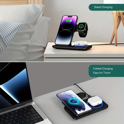 Draadloos Oplaadstation 3 in 1 Dock voor iPhone AirPods Apple Watch