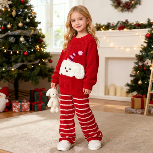 Kerst Sweatshirt en Gestreepte Broek Pyjama Set Meisjes