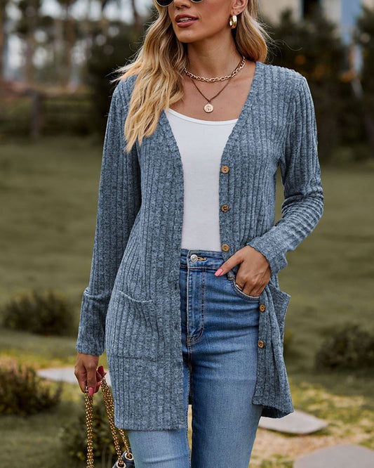 Gebreide cardigan dames – Lange mouwen, zachte stof en casual stijl