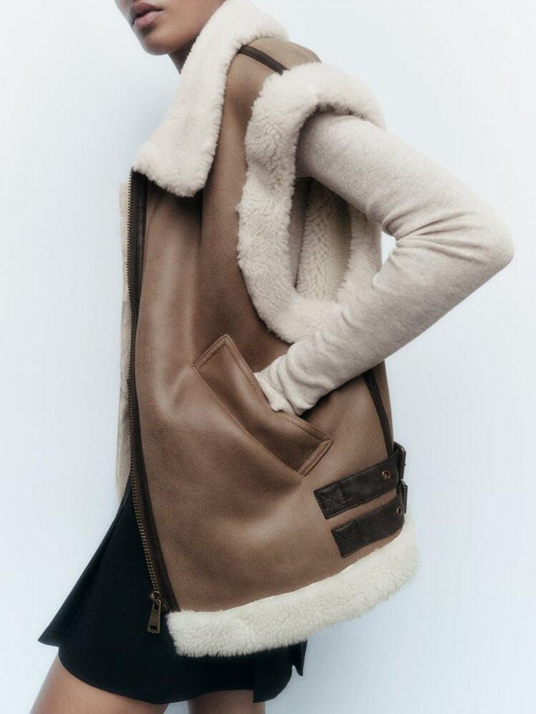Teddy-fleece damesvest – Warm en trendy vest voor dames, perfect voor de winter