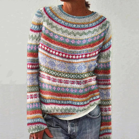 Dames Trui Geometrisch Patroon – Stijlvolle Gebreide Trui voor Herfst