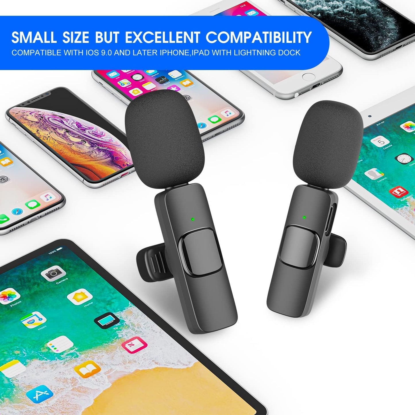 2 Pack Draadloze Microfoon voor iPhone iPad