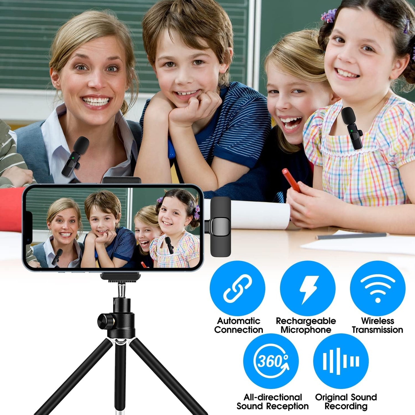 2 Pack Draadloze Microfoon voor iPhone iPad
