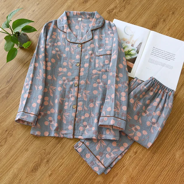 Dames Pyjama-Set Bedrukt – Comfortabele Katoenen Nachtkleding voor Thuis