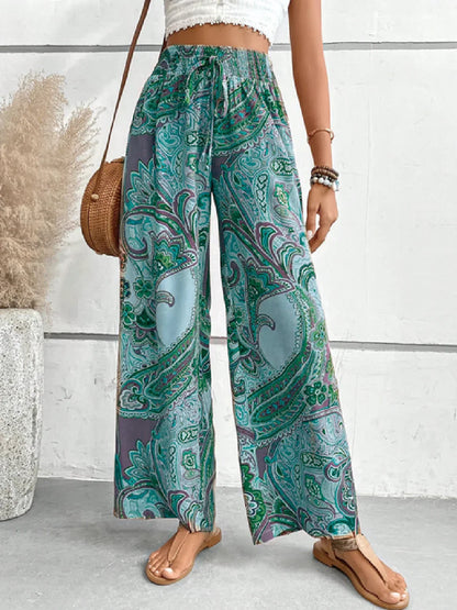 Wijde pijpen broek dames – Bedrukte casual broek met comfortabele pasvorm