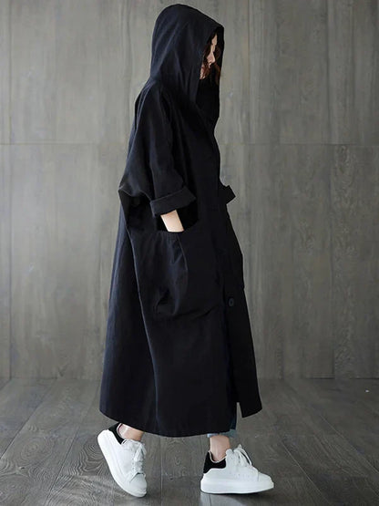 Trenchcoat Dames met Kapuze – Stijlvolle Waterdichte Lange Jas voor Herfst