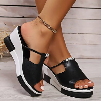 Hakken Sandalen Dames - Open Ontwerp - Gladde Synthetische Casual Schoenen