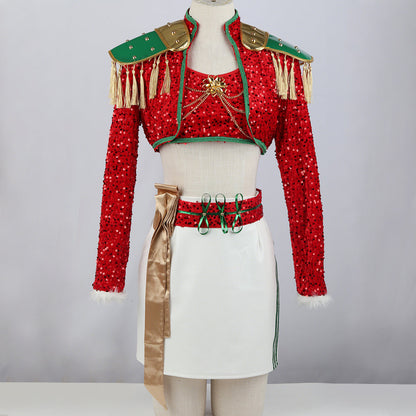 Pailletten Kostuum Crop Top Rok Set