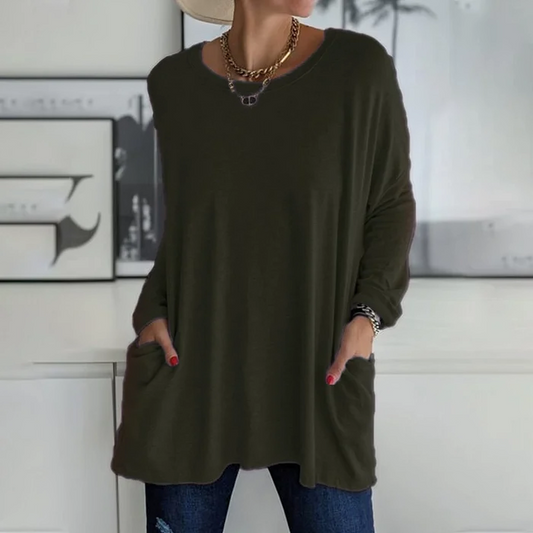 Dames Pullover – Comfortabele trui met voorzakken en casual stijl
