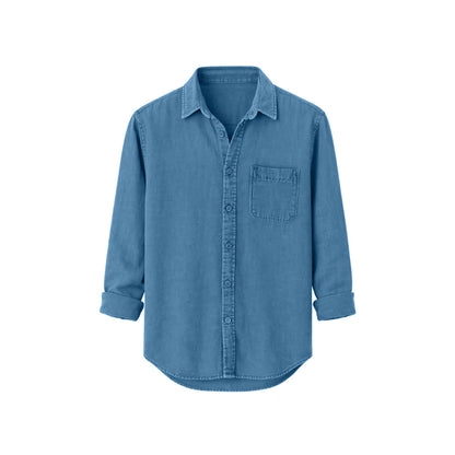 Heren Overhemd Lange Mouwen – Casual Overhemd met Opgerolde Mouwen en Borstzak