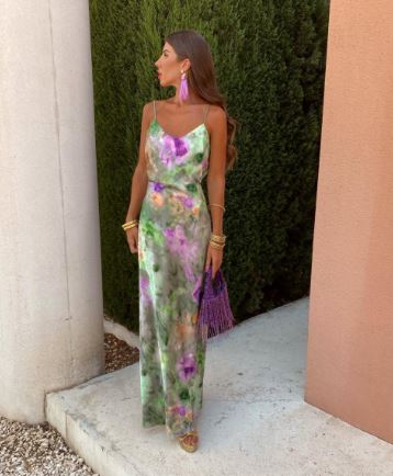 Maxi-jurk dames – Sexy halo-dye print met afneembare sjaal en trendy design