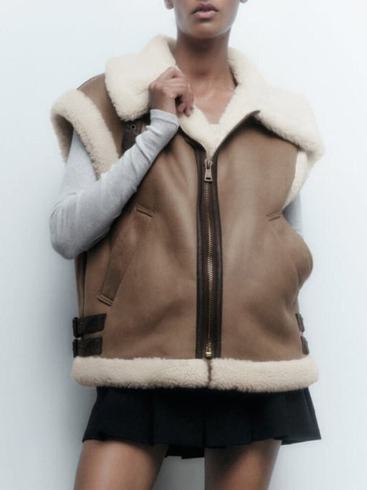 Teddy-fleece damesvest – Warm en trendy vest voor dames, perfect voor de winter