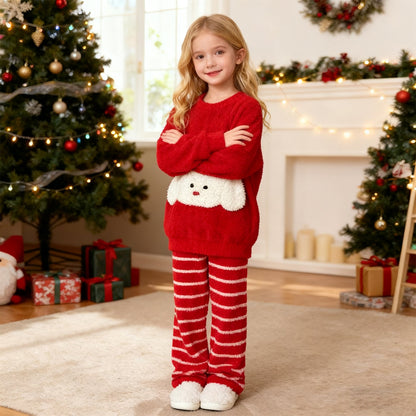 Kerst Sweatshirt en Gestreepte Broek Pyjama Set Meisjes