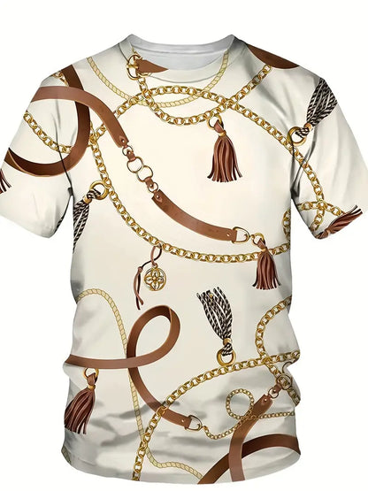 Bedrukte Heren Shirt en Shorts Set – Comfortabele Korte Mouwen en Casual Stijl