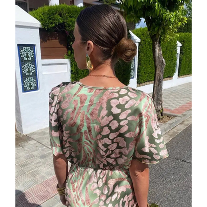 Jurk Vrouwen V-Hals Groen – Elegante Jurk voor Feestelijke Gelegenheden