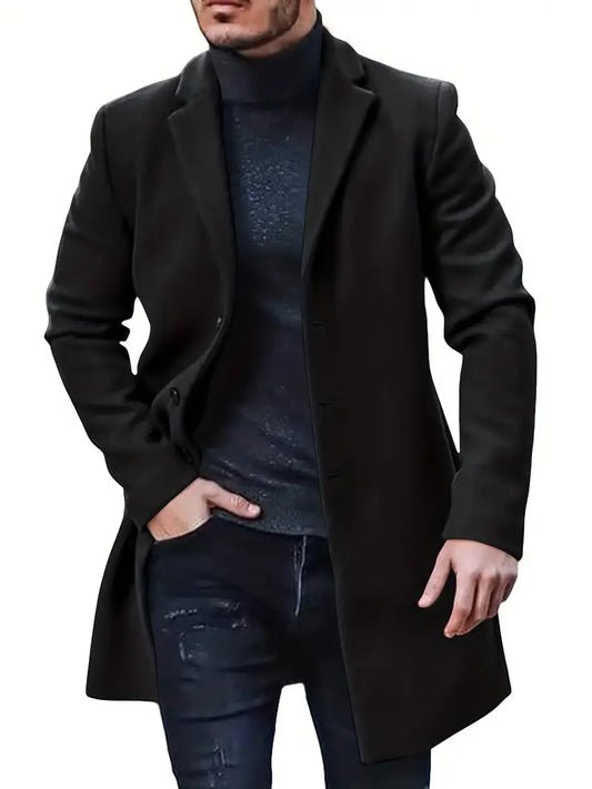 Trenchcoat Heren – Elegante Lange Jas van Hoogwaardige Materialen voor Koud Weer