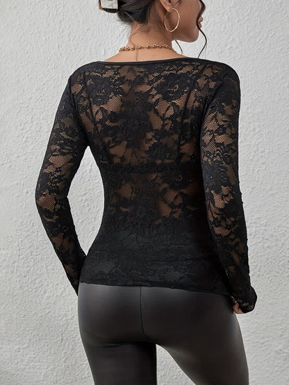 Kanten top dames – Elegante kanten blouse met verstelbare schouderbanden