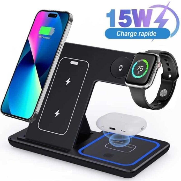 3-in-1 Draadloze Inductie Oplader voor iPhone en AirPods