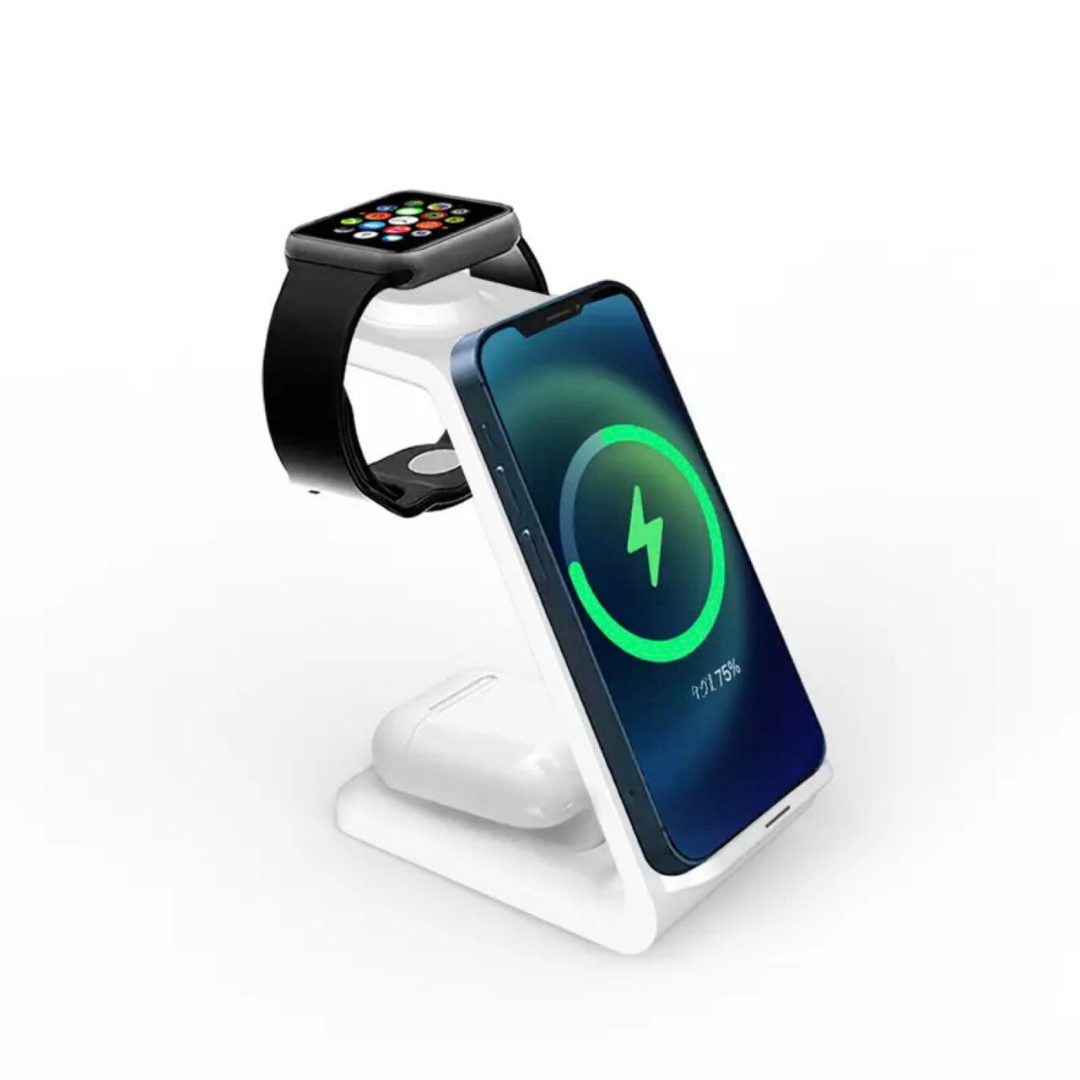 3-in-1 Draadloze Oplader Smartphone Smartwatch Koptelefoon