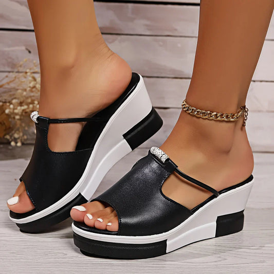 Hakken Sandalen Dames - Open Ontwerp - Gladde Synthetische Casual Schoenen