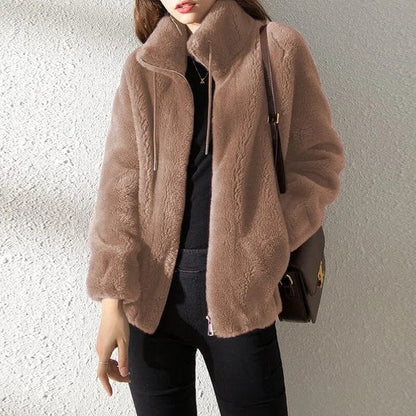 Damesjack met hoge kraag – Trendy ritssluiting en warm materiaal voor casual stijl
