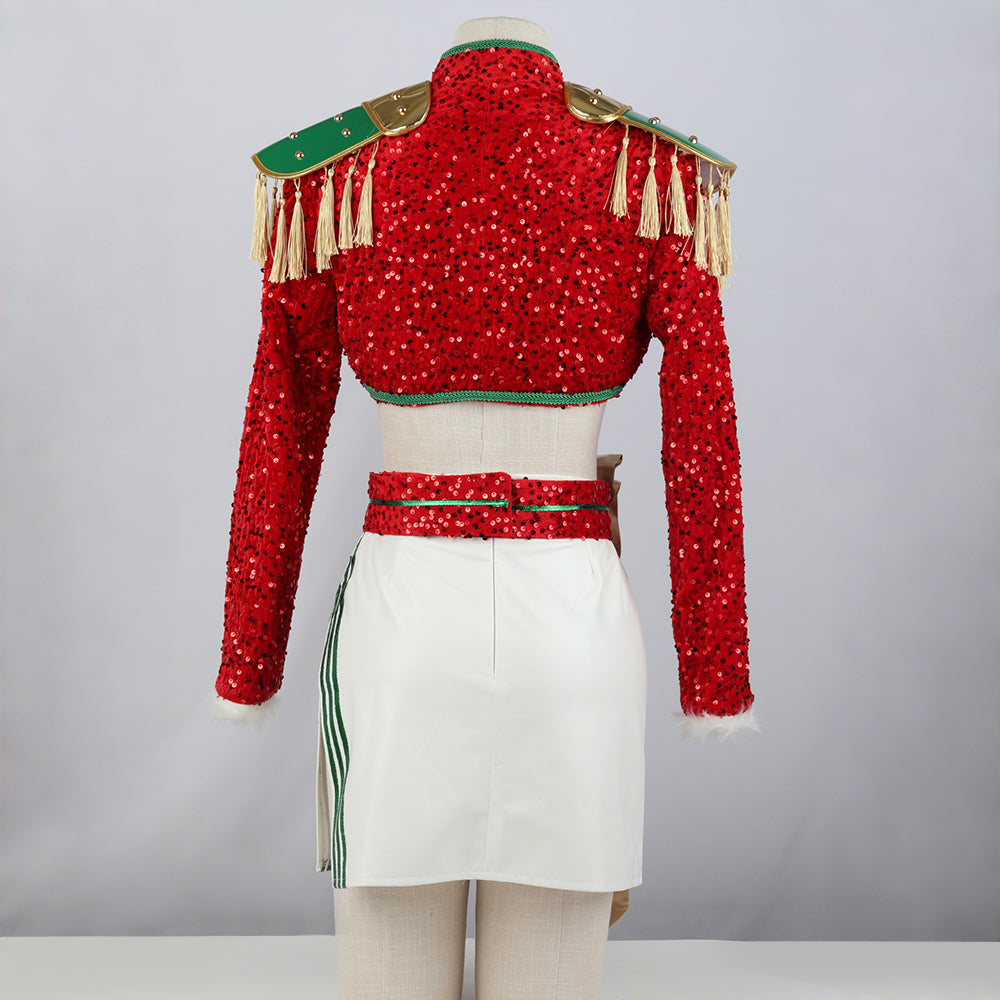 Pailletten Kostuum Crop Top Rok Set