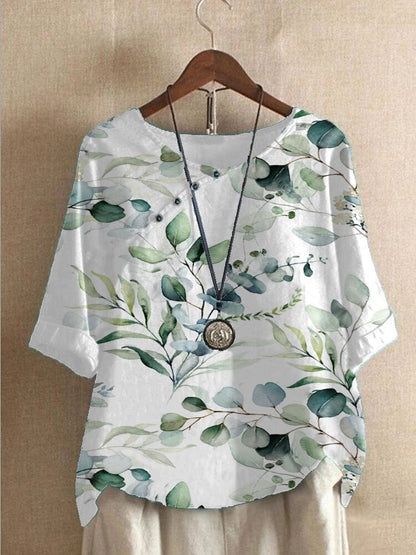 Damesblouse bedrukt – Stijlvolle blouse met korte mouwen en trendy design