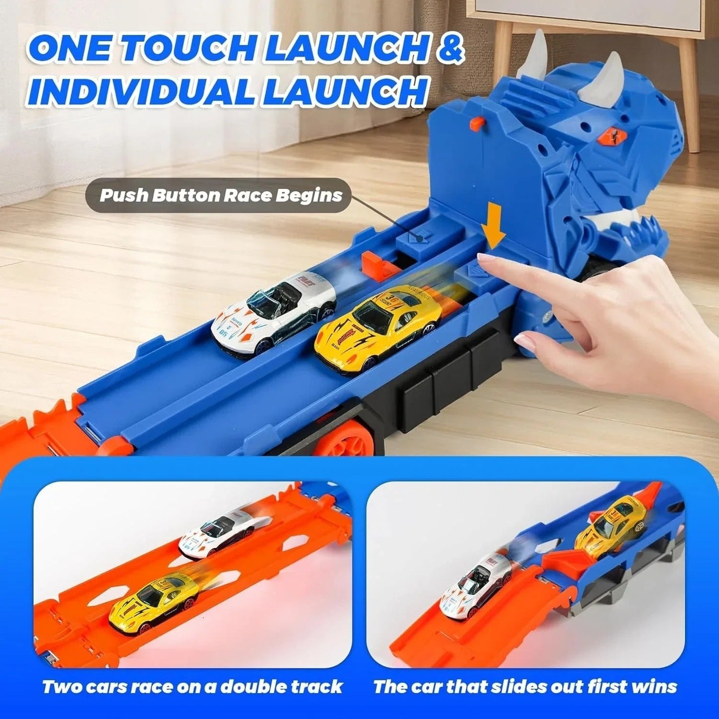 Dino Racebaan Speelset met 12 Auto's en Catapultbaan