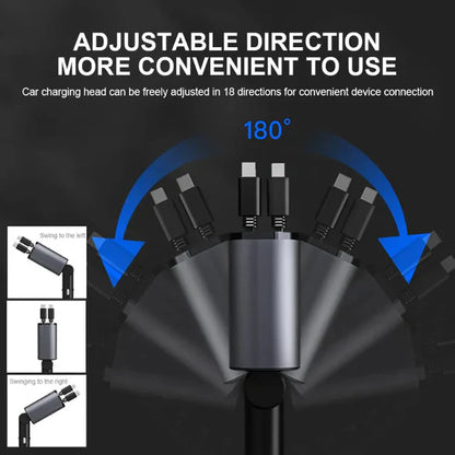 4 In 1 Uittrekbare Autolader USB Oplader Auto Accessoire