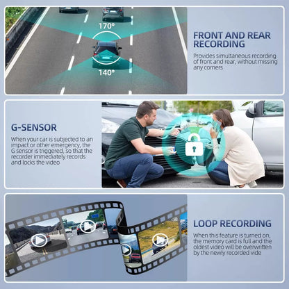4 Inch Aanraakscherm Dashcam Voor en Achter