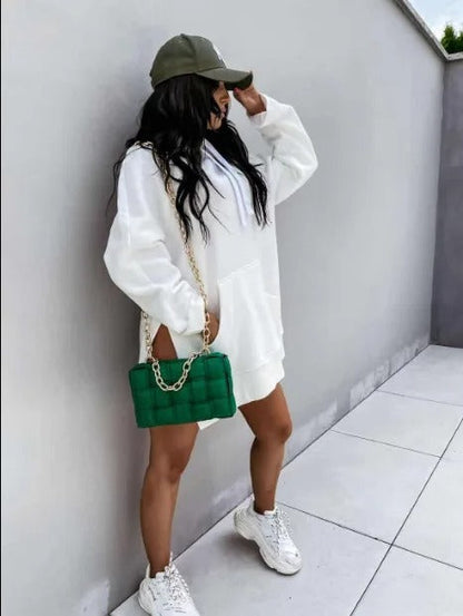 Oversized jurk dames – Comfortabele jurk met capuchon en kangoeroezak