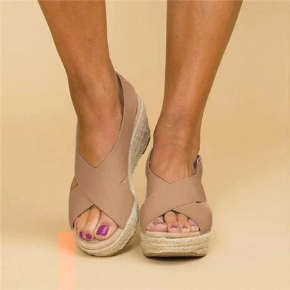 Espadrille Sandalen Dames – Elegante Zomer Sandalen van Canvas met Sleehak
