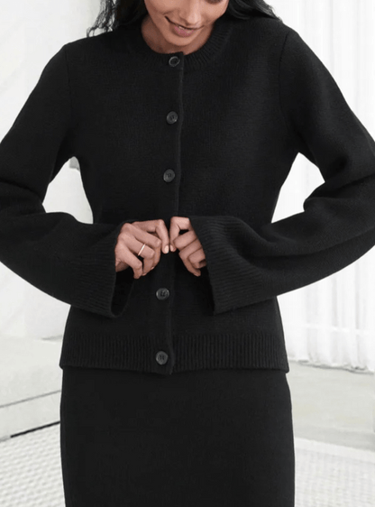 Dames strikjack met knopen en zakken – Elegante damesjas voor casual en feestelijke gelegenheden