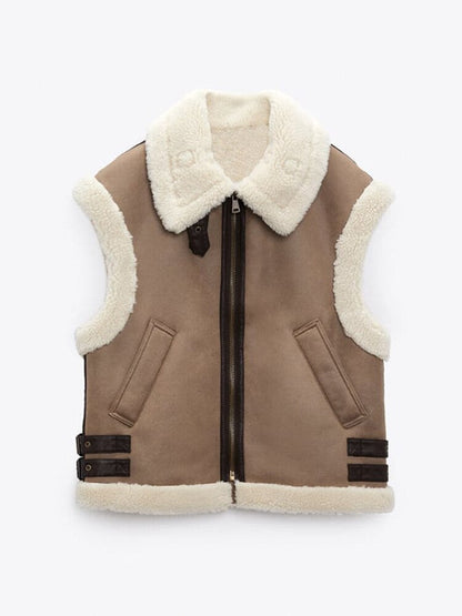 Teddy-fleece damesvest – Warm en trendy vest voor dames, perfect voor de winter