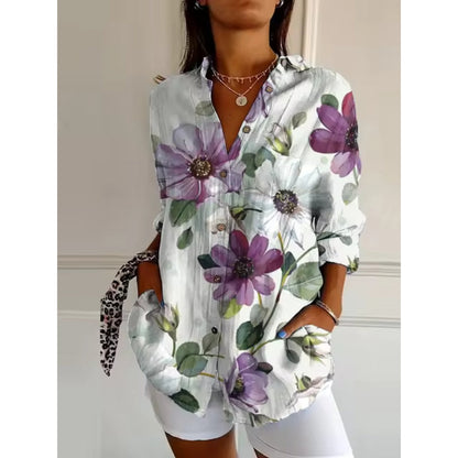 Bloemen Blouse Dames – Elegante Blouse met Knopen en Bloemenprint voor Casual en Feestelijke Gelegenheden