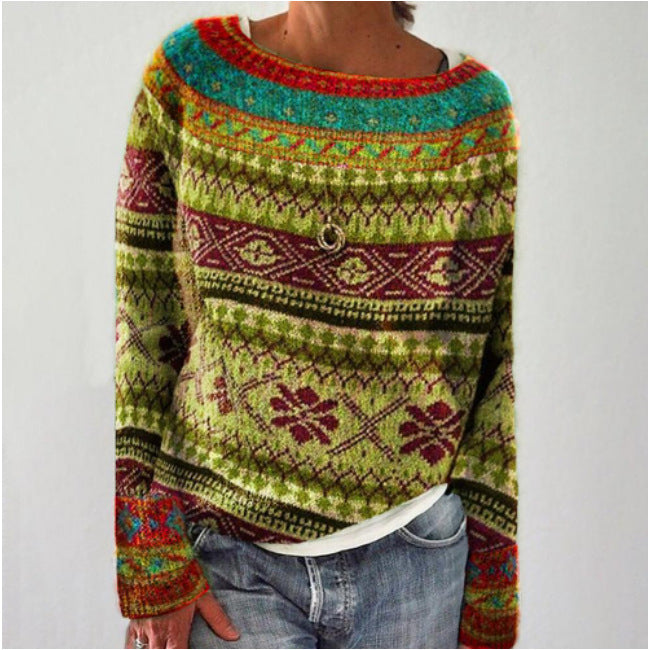 Retro Dames Pullover – Comfortabele en Stijlvolle Trui voor Herfst