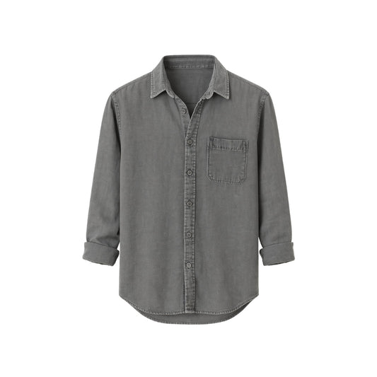 Heren Overhemd Lange Mouwen – Casual Overhemd met Opgerolde Mouwen en Borstzak