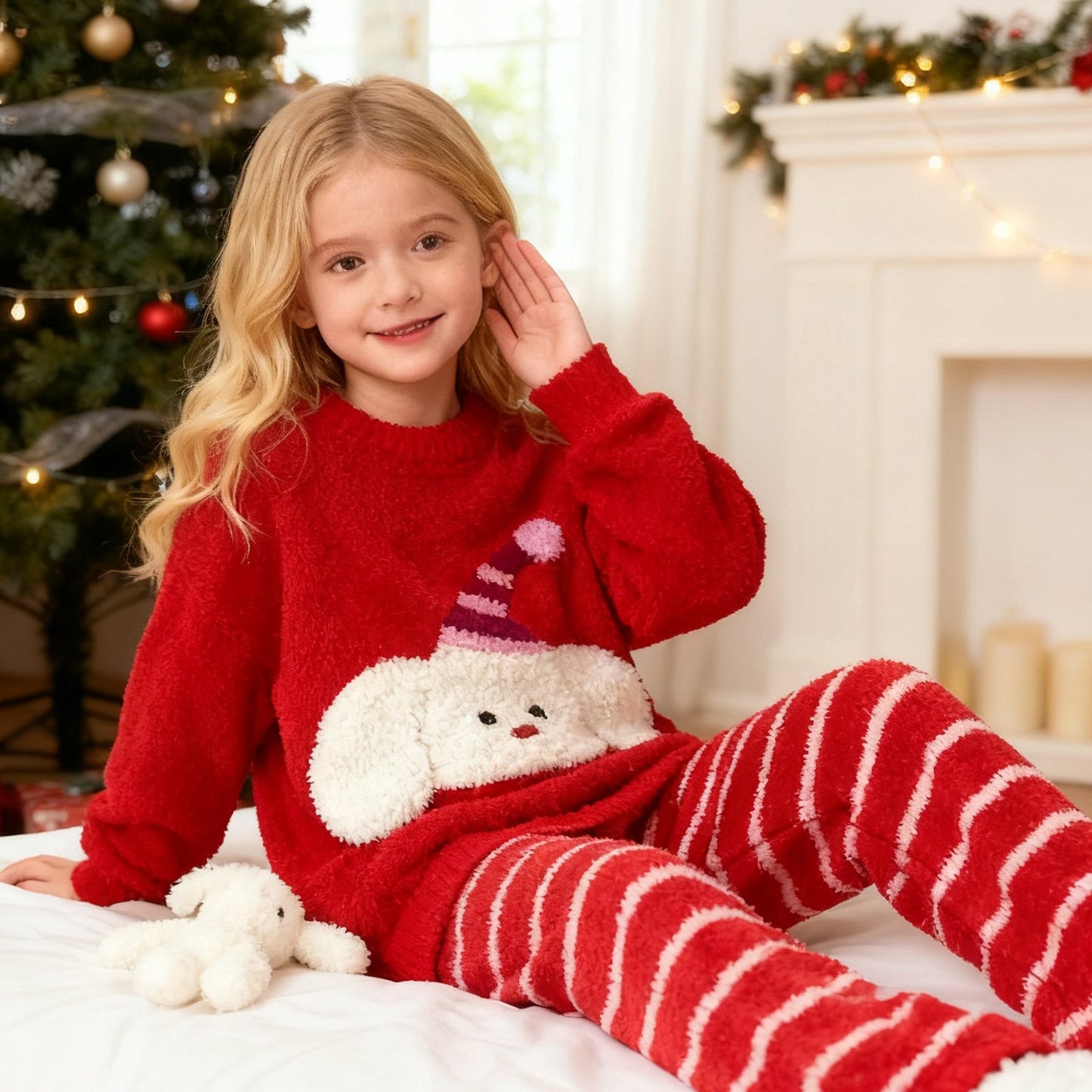 Kerst Sweatshirt en Gestreepte Broek Pyjama Set Meisjes
