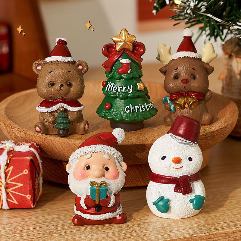 Kerst Bureau Ornamenten Mini Kerstman Sneeuwman Decor Set