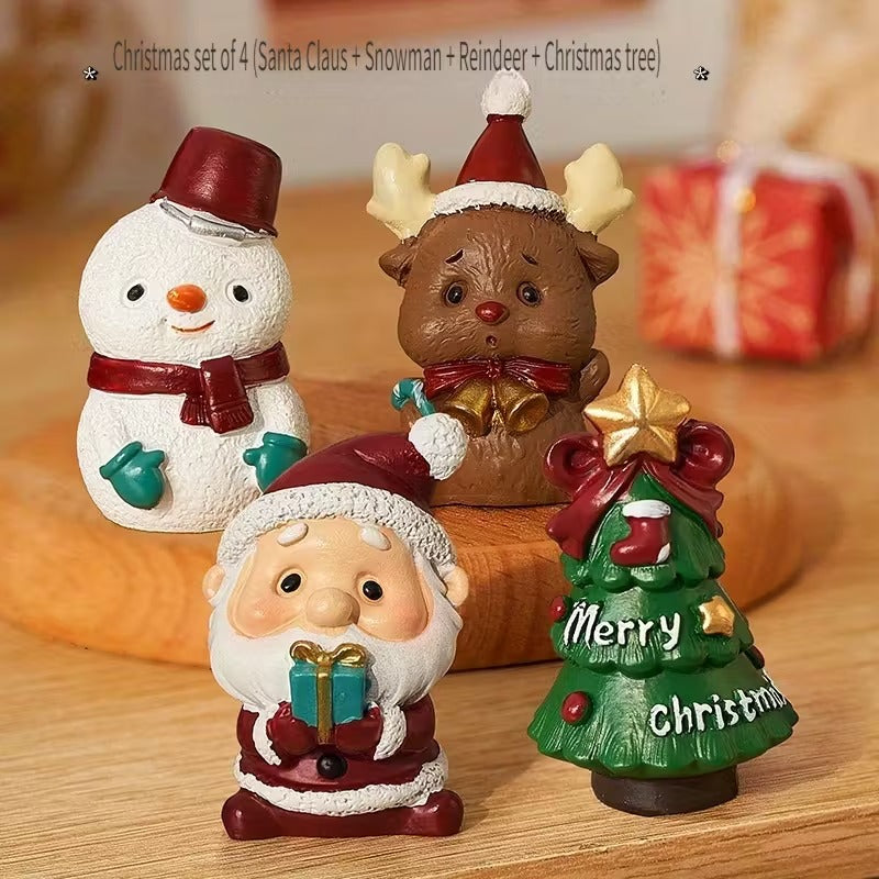 Kerst Bureau Ornamenten Mini Kerstman Sneeuwman Decor Set