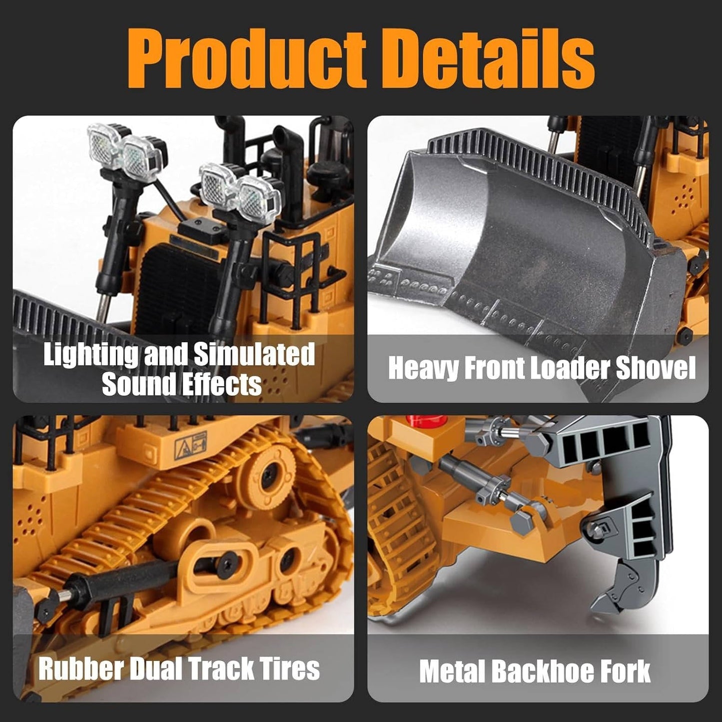 4WD Afstandsbediening Graafmachine Bulldozer Vuilniswagen Speelgoed