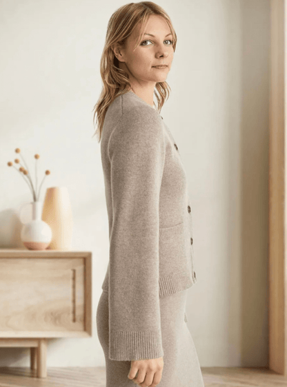 Dames strikjack met knopen en zakken – Elegante damesjas voor casual en feestelijke gelegenheden